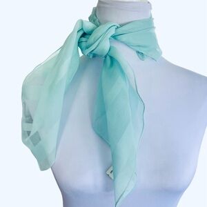Vintage Pastel Blue Sheer Striped Italian Scarf